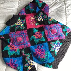 VINTAGE COLOR EIGHTEEN  COTTON COLORFUL KNIT MOCK NECK SWEATER**SMALL FITS LARGE